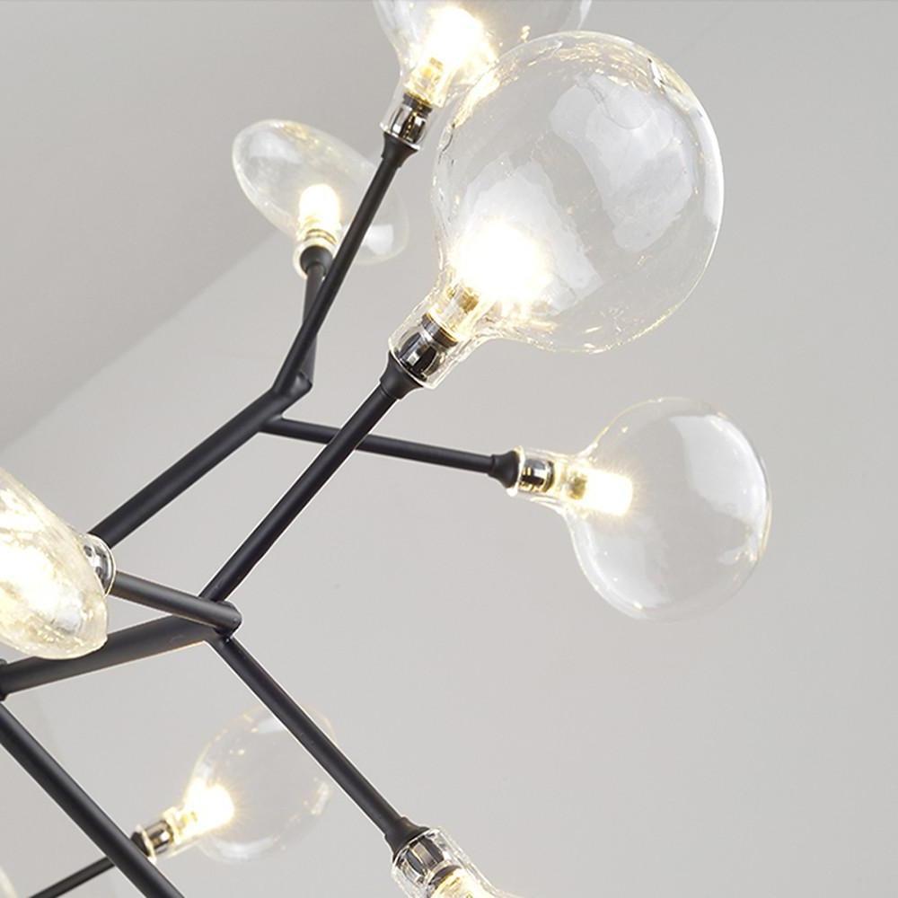 Sputnik Chandelier — Black and Gold Metal, 36-Light LED Cluster, 30" Diameter, 3000K / 6000K