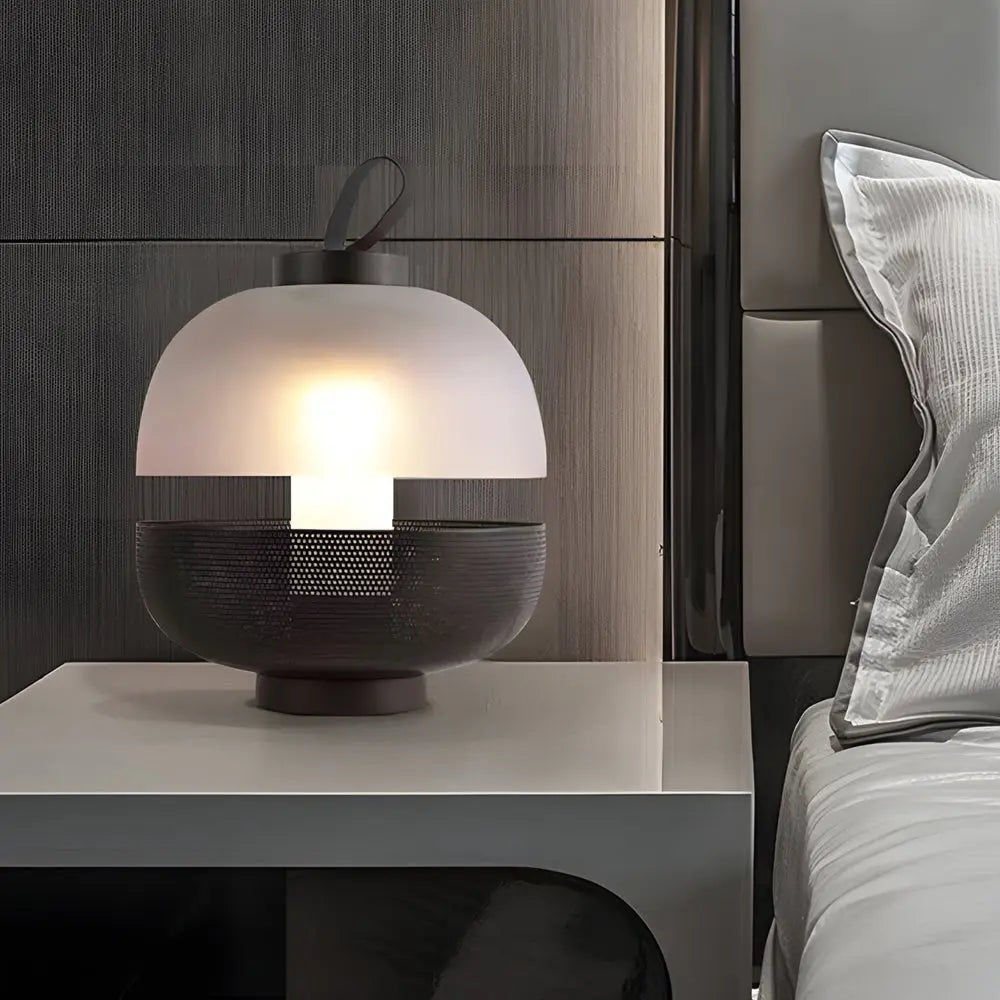 11-Inch LED Table Lamp with Mesh Metal and Frosted Glass Luxe