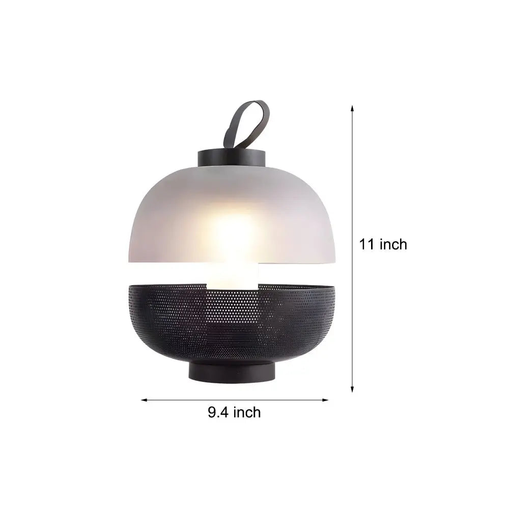 11-Inch LED Table Lamp with Mesh Metal and Frosted Glass Luxe