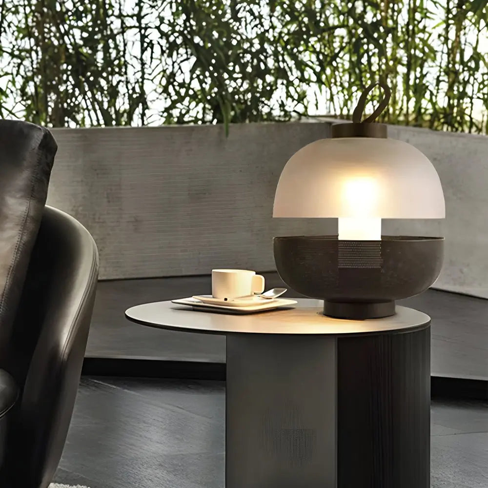11-Inch LED Table Lamp with Mesh Metal and Frosted Glass Luxe