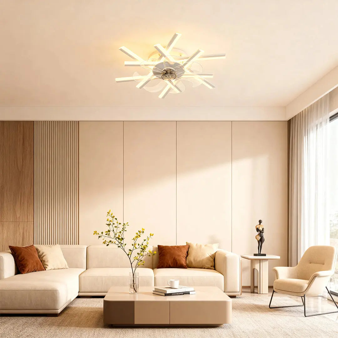 Industrial Metal Ceiling Fan with Light - Iron Body Design Luxe