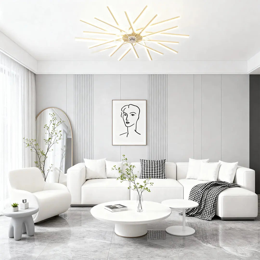Industrial Metal Ceiling Fan with Light - Iron Body Design Luxe