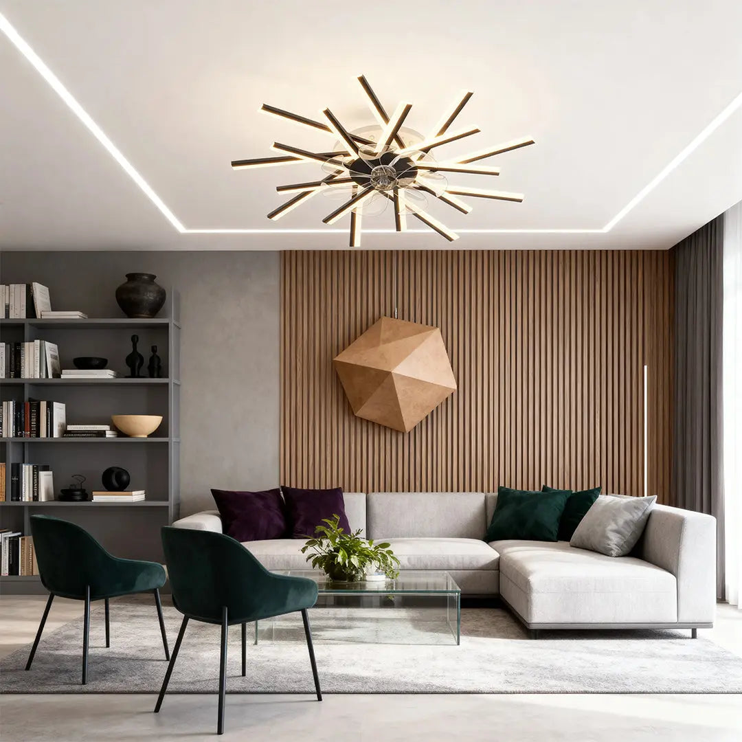 Industrial Metal Ceiling Fan with Light - Iron Body Design Luxe