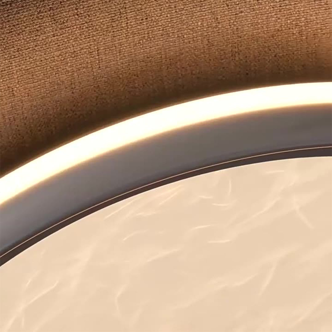 Minimalist LED Flush-Mount Ceiling Light — Silver Metal, White Acrylic Shade, Dimmable 3000K–6000K, 40cm / 50cm