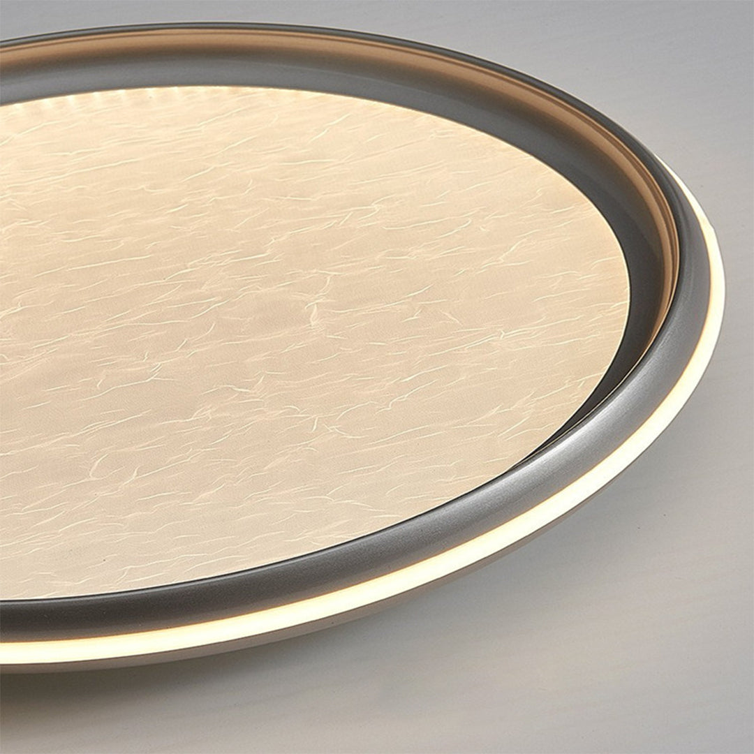 Minimalist LED Flush-Mount Ceiling Light — Silver Metal, White Acrylic Shade, Dimmable 3000K–6000K, 40cm / 50cm