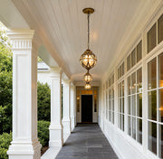 Metal Orb Outdoor Hanging Light — Aluminum and Glass Globe, IP54, Adjustable Chain, Black or Bronze