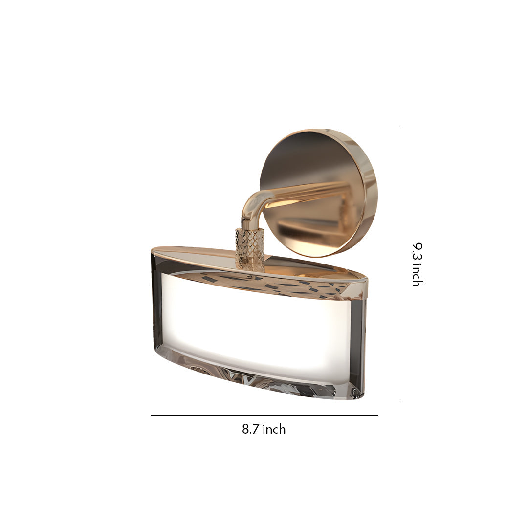 Minimalist Metal LED Wall Art Sconce — Gold Aluminum, Crystal, 3-Step Dimming, Single or Double Head, 10W/20W