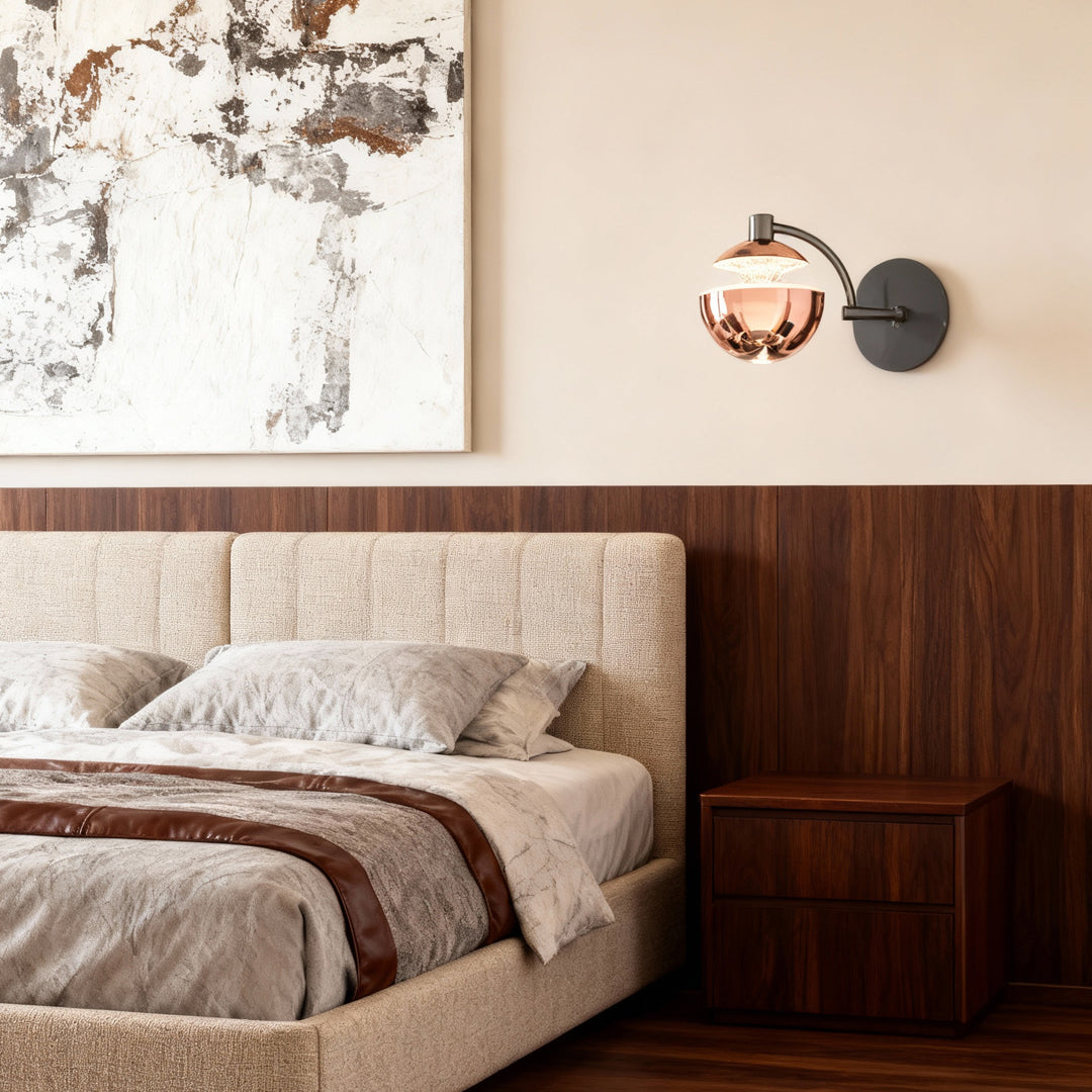 Minimalist Geometric Metal Wall Sconce — Acrylic Shade, Three-Step Dimming (3000K/4500K/6000K), Black or Gold