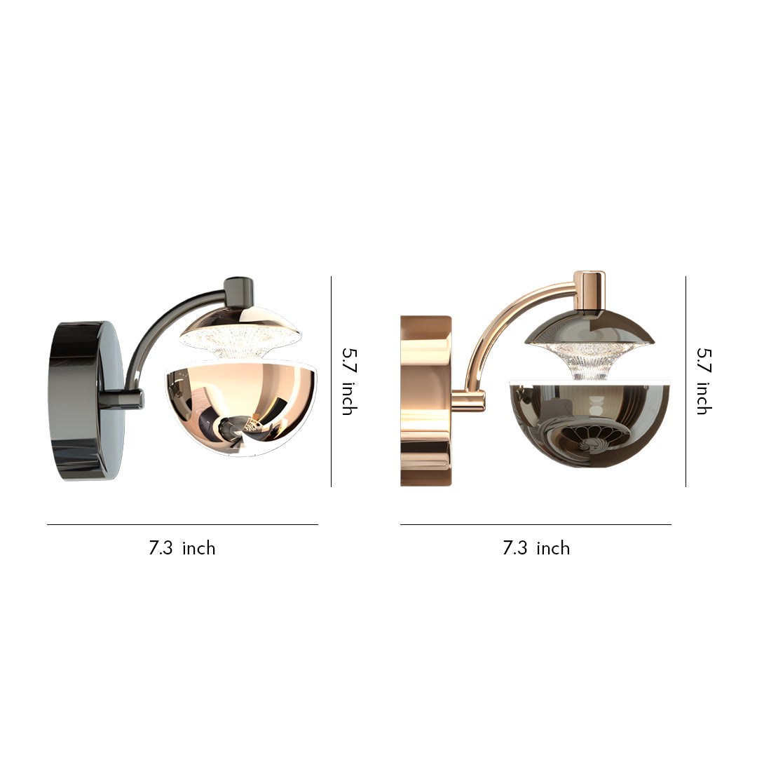 Minimalist Geometric Metal Wall Sconce — Acrylic Shade, Three-Step Dimming (3000K/4500K/6000K), Black or Gold