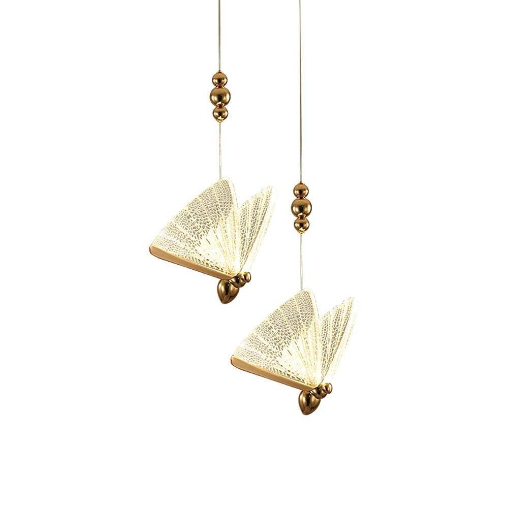 Coastal Butterfly-Shaped Mini Pendant — Metal and Acrylic, LED, 1- to 8-Light, 3000K / 6000K, 47" Adjustable Cord