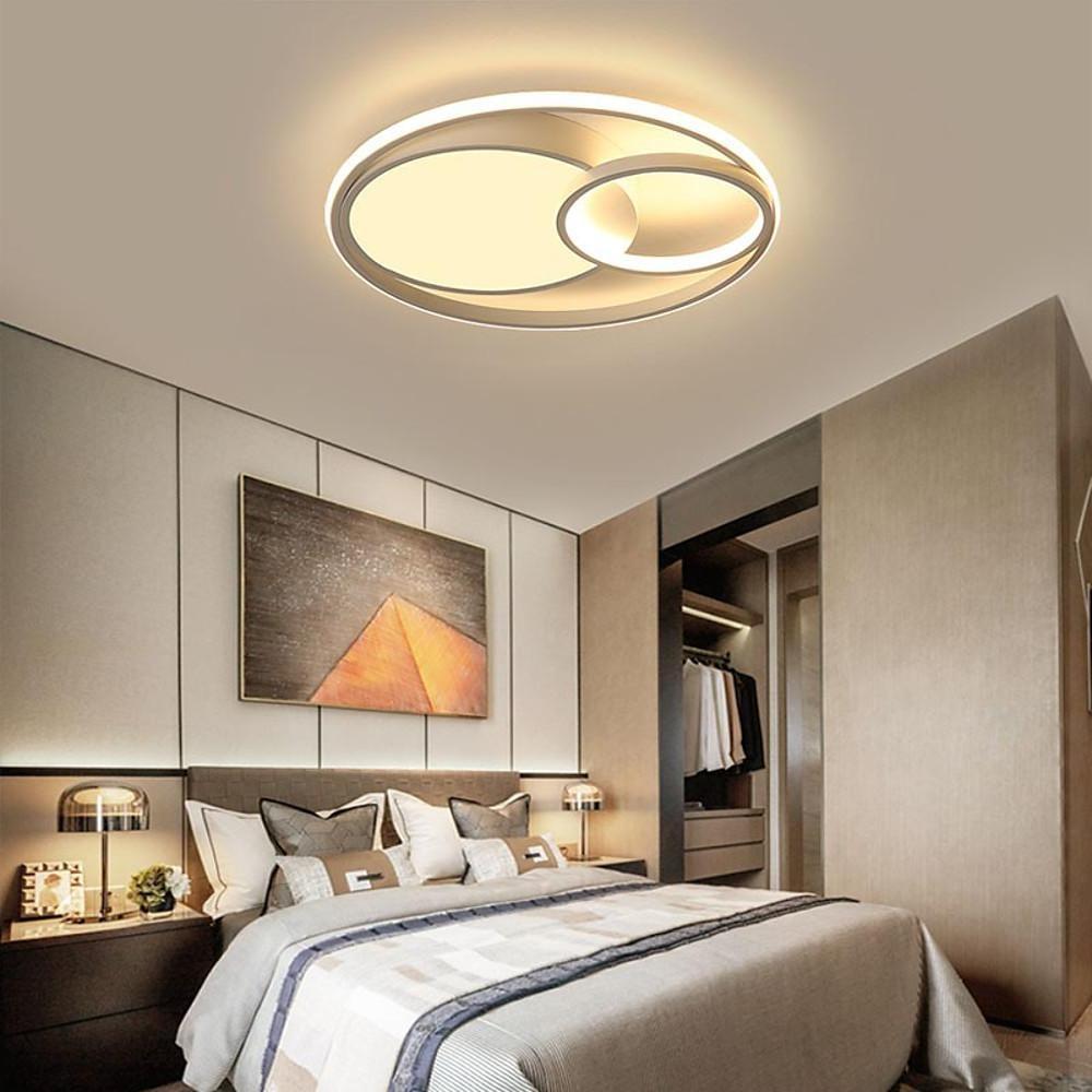 Three-Circle Round LED Flush-Mount Ceiling Light — Metal & Aluminum, Warm White / Daylight, 16", 19", or 24"