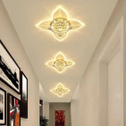 4-Pointed Star Crystal Flush-Mount Ceiling Light — Metal, LED 9W, 8" Diameter, Multi-Color