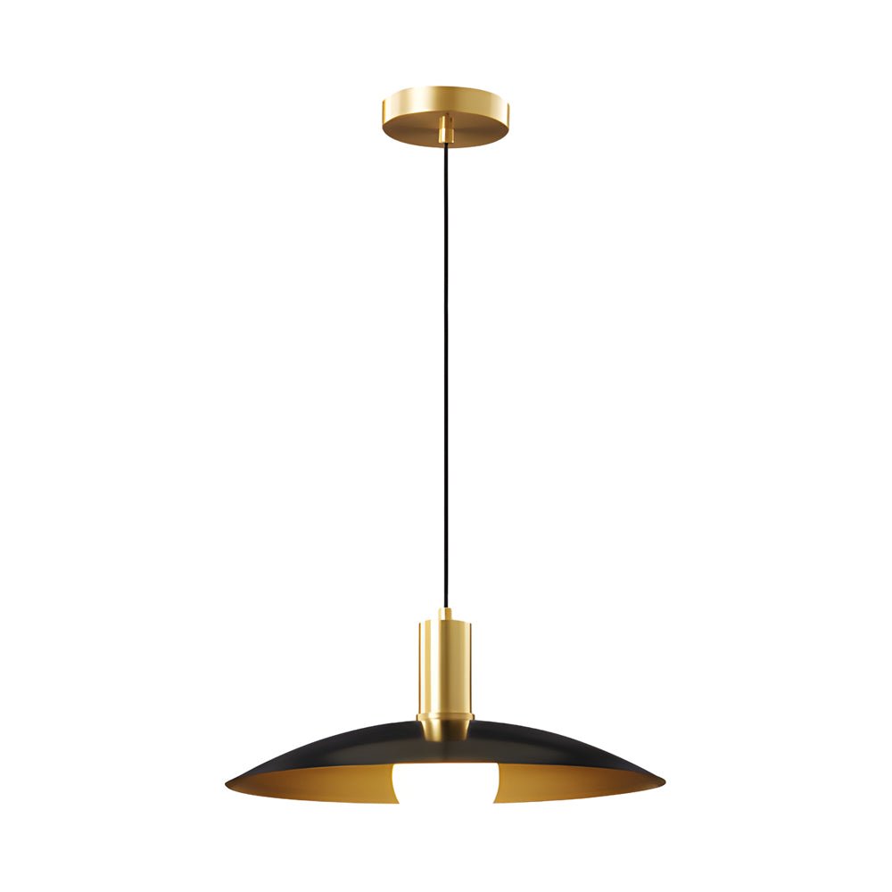 mid century brass pendant light with flared design and white glass shade 1 light