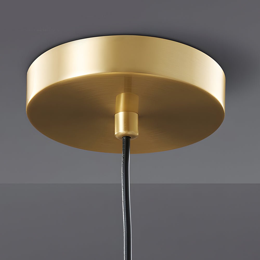 mid century brass pendant light with flared design and white glass shade 1 light