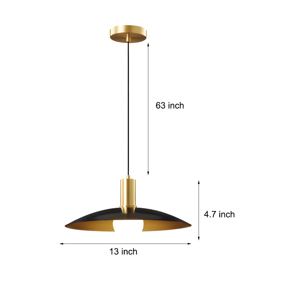mid century brass pendant light with flared design and white glass shade 1 light