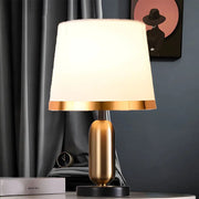 Mid-Century Modern Brass Table Lamp in Vintage White and Black Luxe