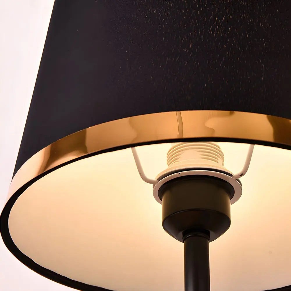 Mid-Century Modern Brass Table Lamp in Vintage White and Black Luxe