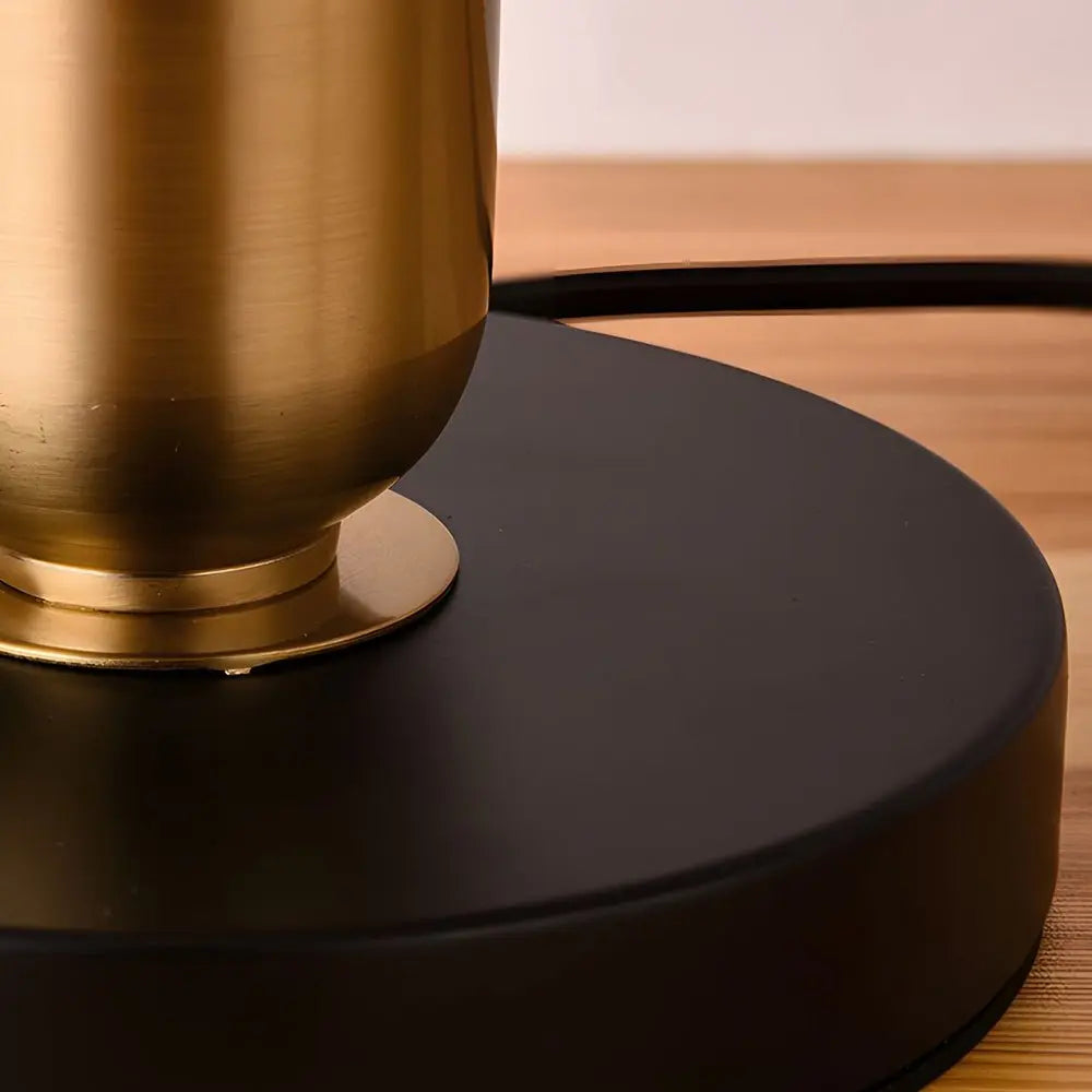 Mid-Century Modern Brass Table Lamp in Vintage White and Black Luxe