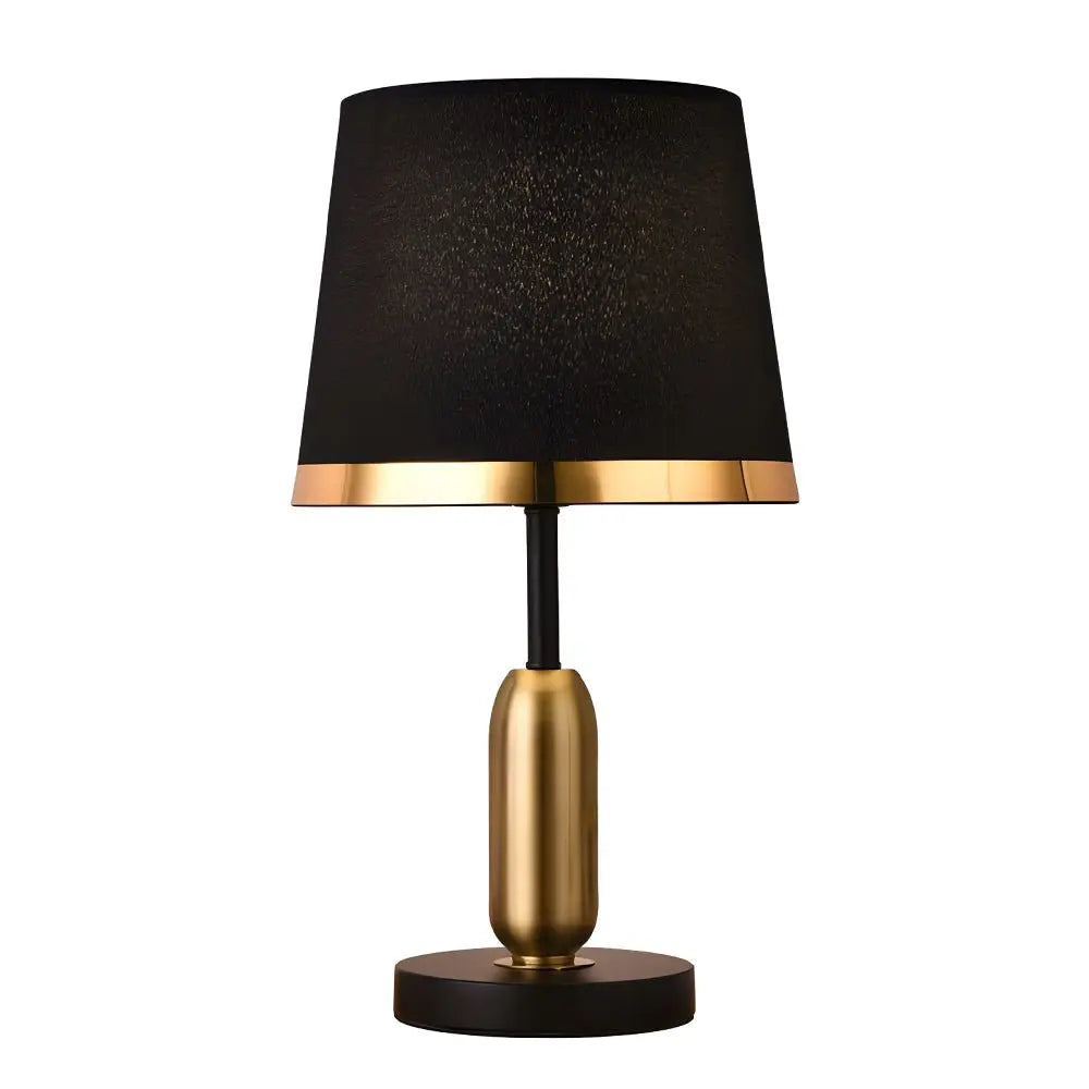 Mid-Century Modern Brass Table Lamp in Vintage White and Black Luxe