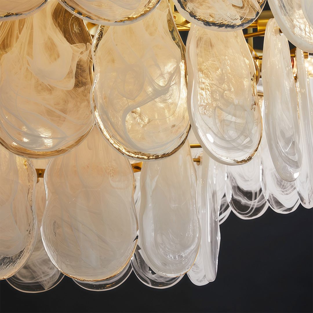 Mid-Century Modern Chandelier — Full-Copper Frame, Transparent Glass, E14, Multiple Sizes