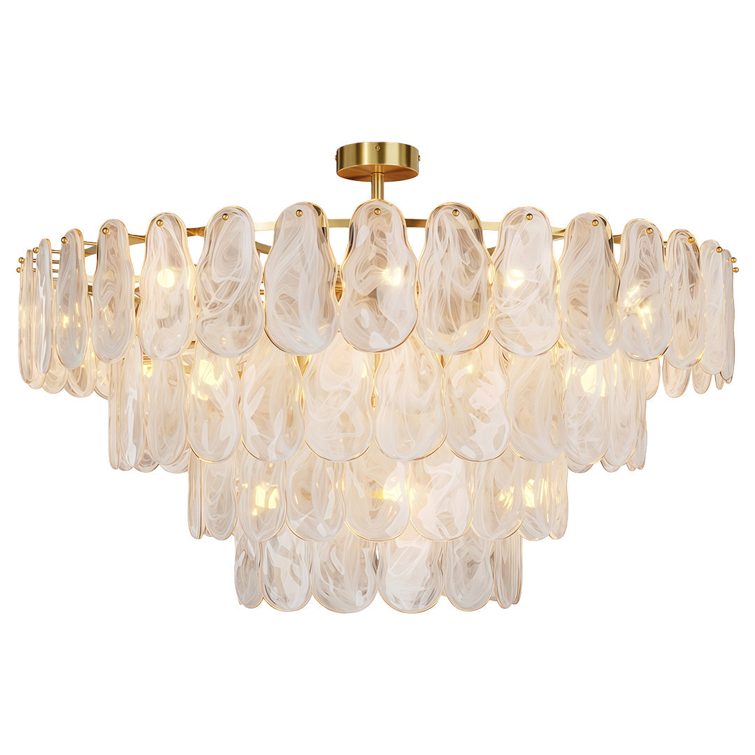Mid-Century Modern Chandelier — Full-Copper Frame, Transparent Glass, E14, Multiple Sizes