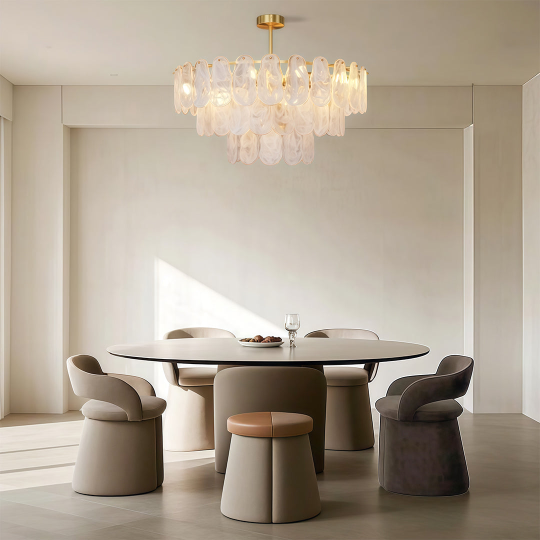Mid-Century Modern Chandelier — Full-Copper Frame, Transparent Glass, E14, Multiple Sizes