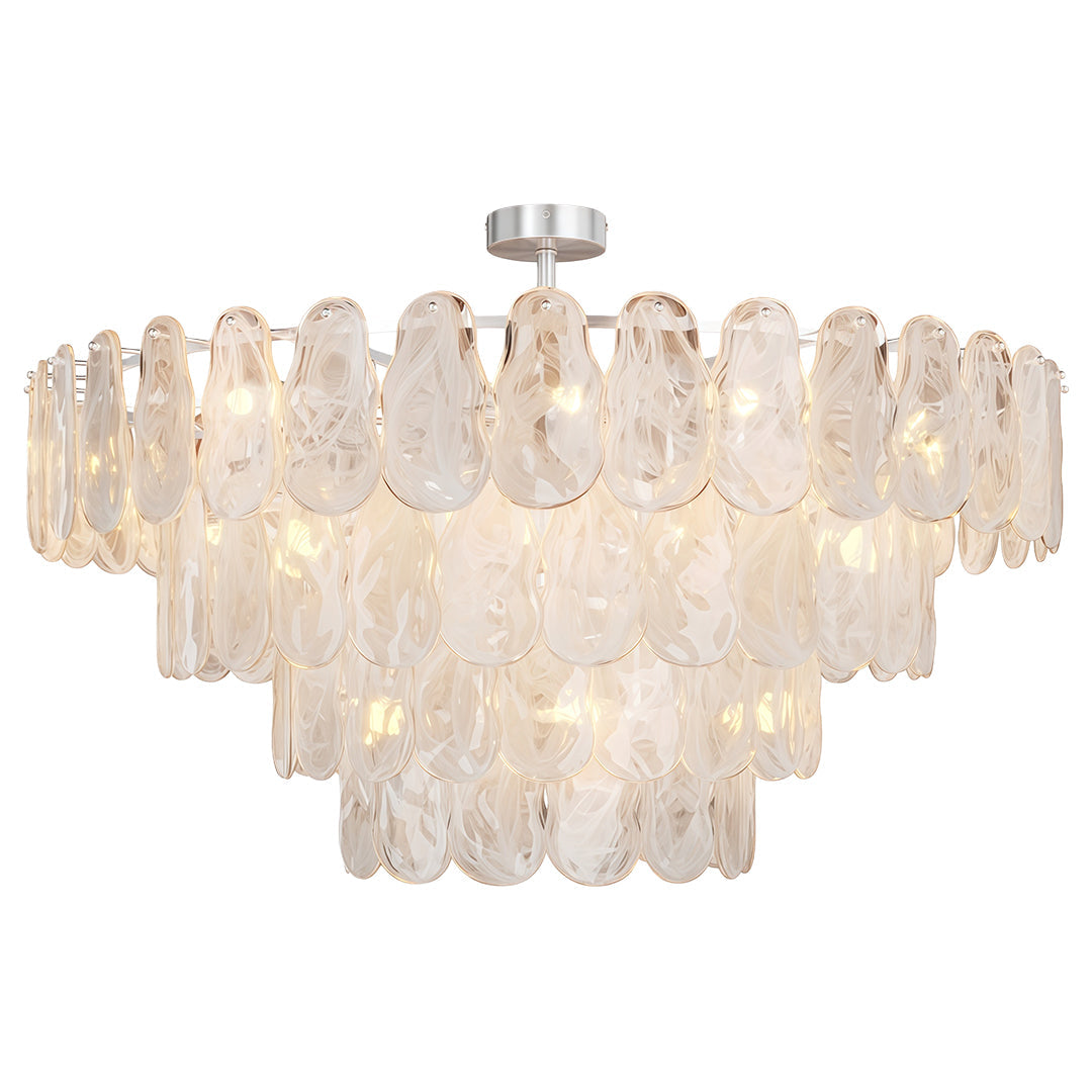 Mid-Century Modern Chandelier — Full-Copper Frame, Transparent Glass, E14, Multiple Sizes