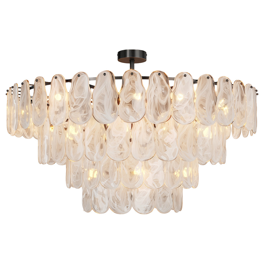 Mid-Century Modern Chandelier — Full-Copper Frame, Transparent Glass, E14, Multiple Sizes