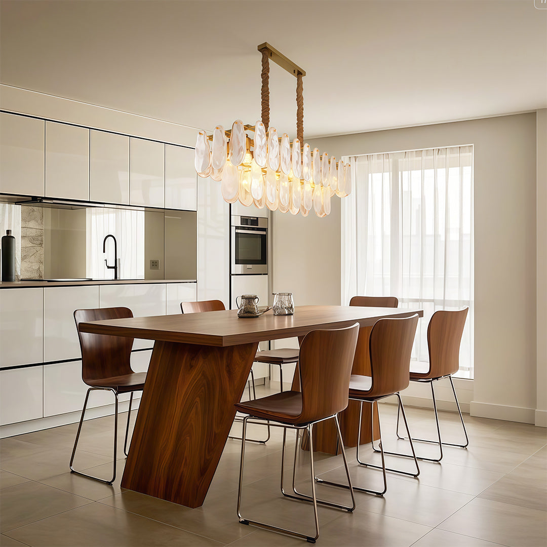 Mid-Century Modern Chandelier — Full-Copper Frame, Transparent Glass, E14, Multiple Sizes