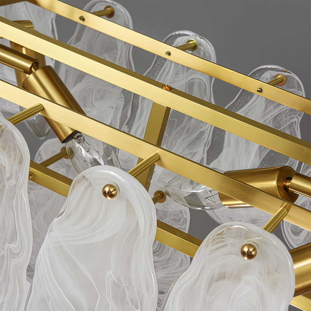 Mid-Century Modern Chandelier — Full-Copper Frame, Transparent Glass, E14, Multiple Sizes