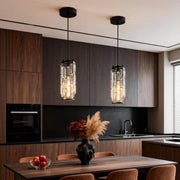 Industrial Mini Crystal Pendant — Iron Frame, Crystal Glass Shade, 1- or 3-Light, E27, Black / Gold / Chrome