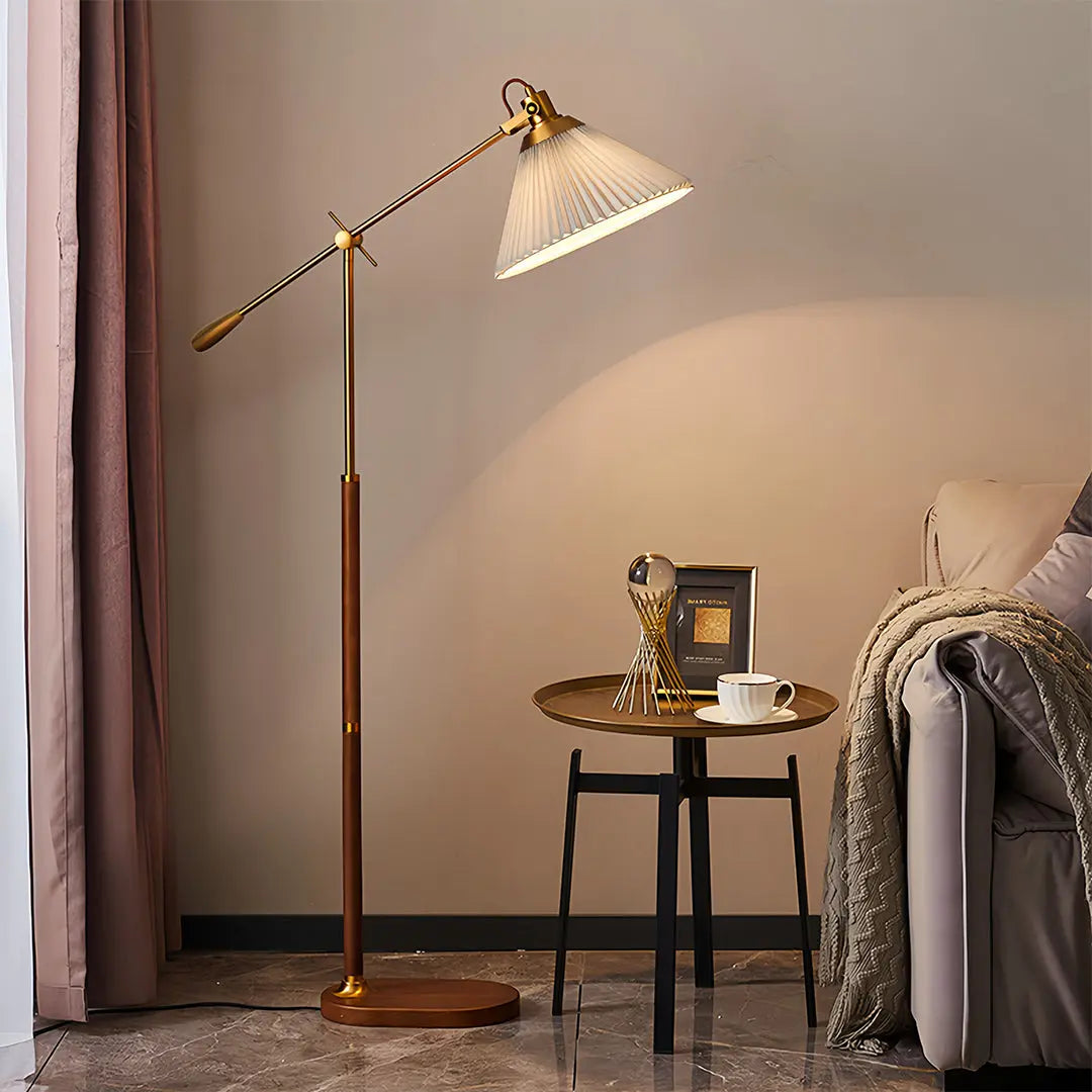 Retro Adjustable Floor Reading Lamp with Swing Arm for Bedroom Tasks Luxe