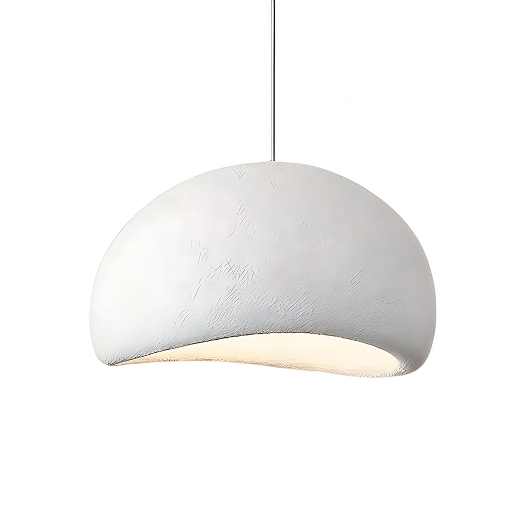 Art Deco Wabi-Sabi Flush Mount / Pendant — White Metal, PS Diffuser, 12W Dimmable, Remote Control