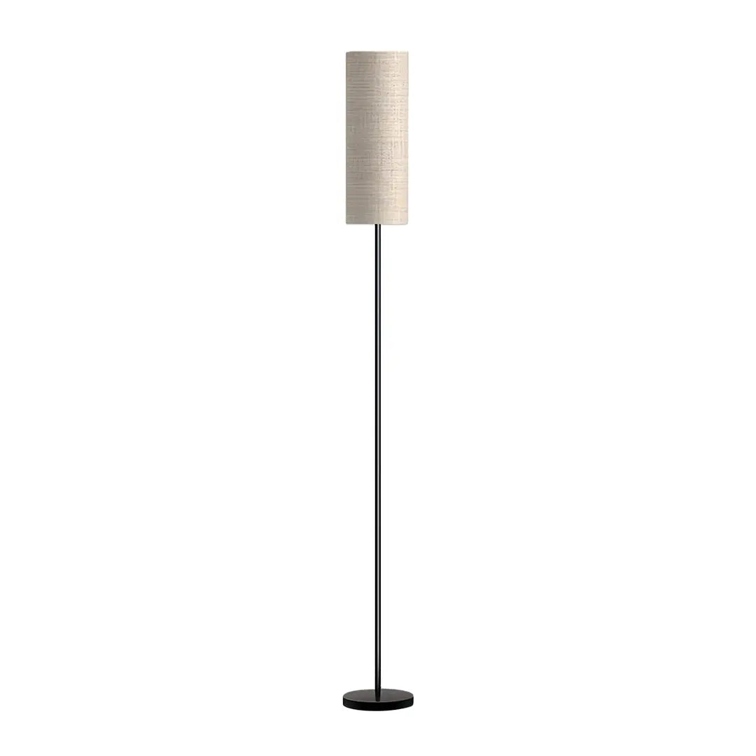 Artistic Linen-Covered Black Wrought Iron Floor Lamp Luxe