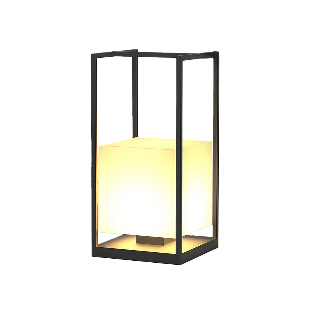 Contemporary Outdoor Lantern — Black Stainless Steel & Acrylic, LED, IP65, Solar or Plug-in, 2200mAh, Dusk-to-Dawn