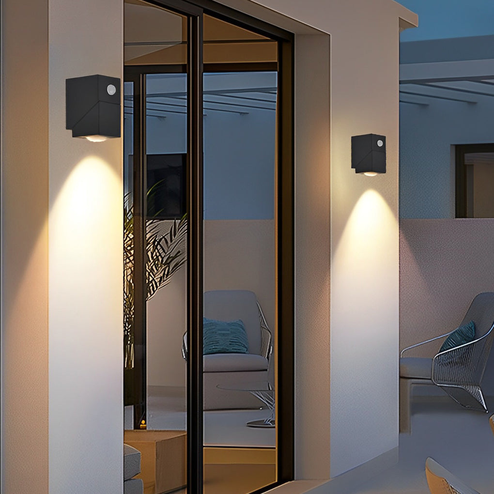 Adjustable Up/Down Outdoor Wall Sconce — Black Aluminum, COB 4000K, IP65, 1- or 2-Light, Optional Motion Sensor