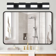 Modern Bathroom Vanity Light — Black Iron, White Acrylic, Integrated LED 6000K, 3- to 6-Light