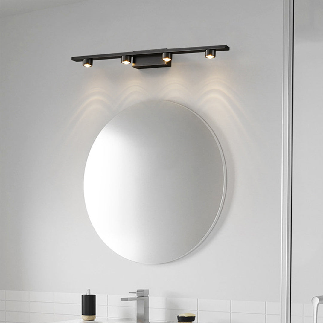 Minimalist Black LED Vanity Light Bar — Copper-Aluminum, Glass Mirror Surface, 3000K, 9W–15W, 40cm–70cm