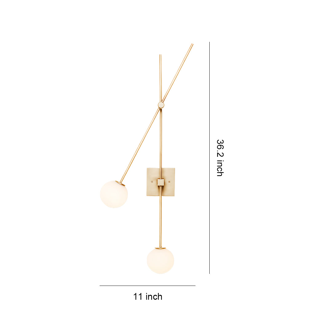 Mid-Century Modern Linear Double Wall Sconce — Iron and Glass, 2-Light, 5W LED, Hardwired, Black or Gold