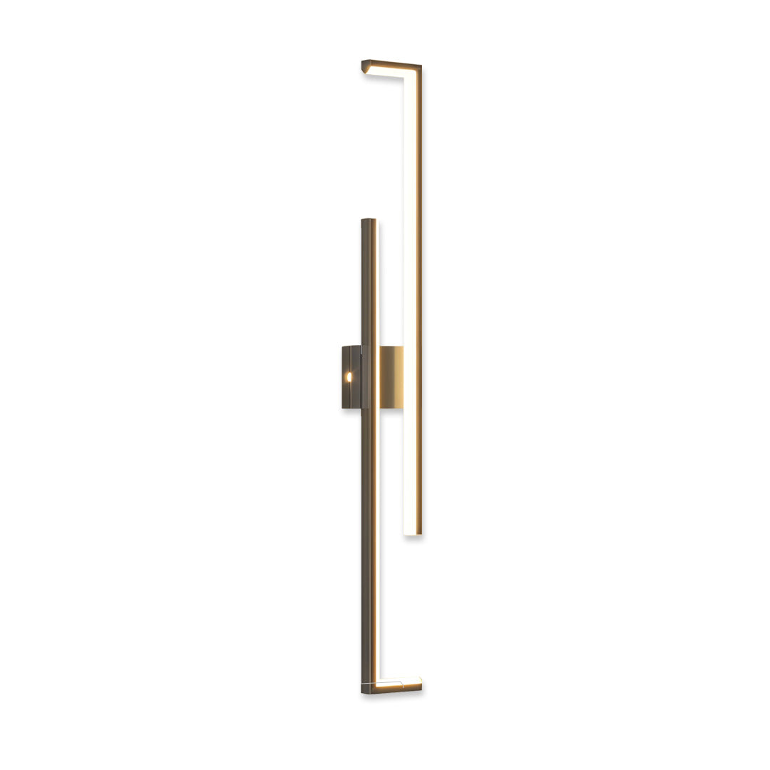 Minimalist Long Bar Wall Sconce — Iron and Acrylic, LED, 3-Step Dimming, Black or Gold, 23.6"–47.2"