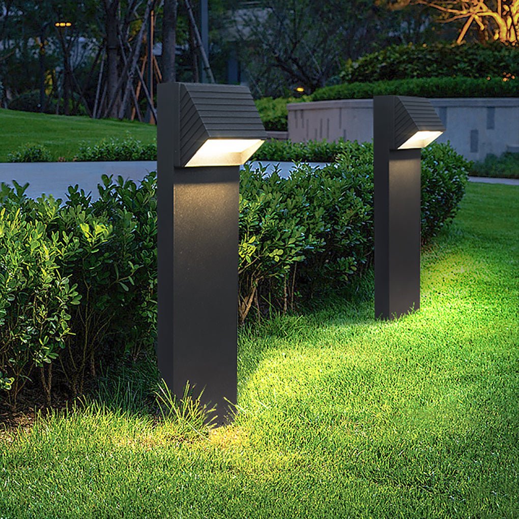 Minimalist Outdoor Bollard Light — Aluminum Alloy, Frosted Glass, LED 8W, 3000K, IP54, 31" Height