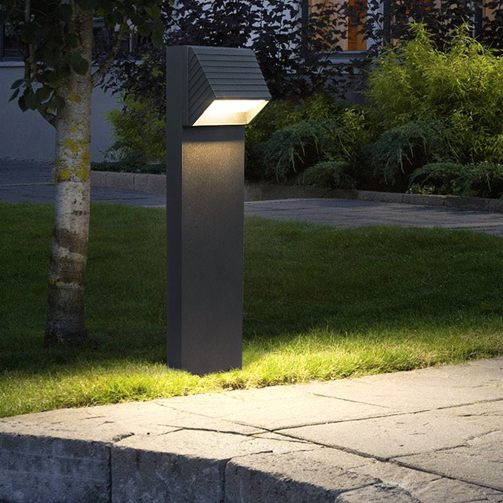 Minimalist Outdoor Bollard Light — Aluminum Alloy, Frosted Glass, LED 8W, 3000K, IP54, 31" Height