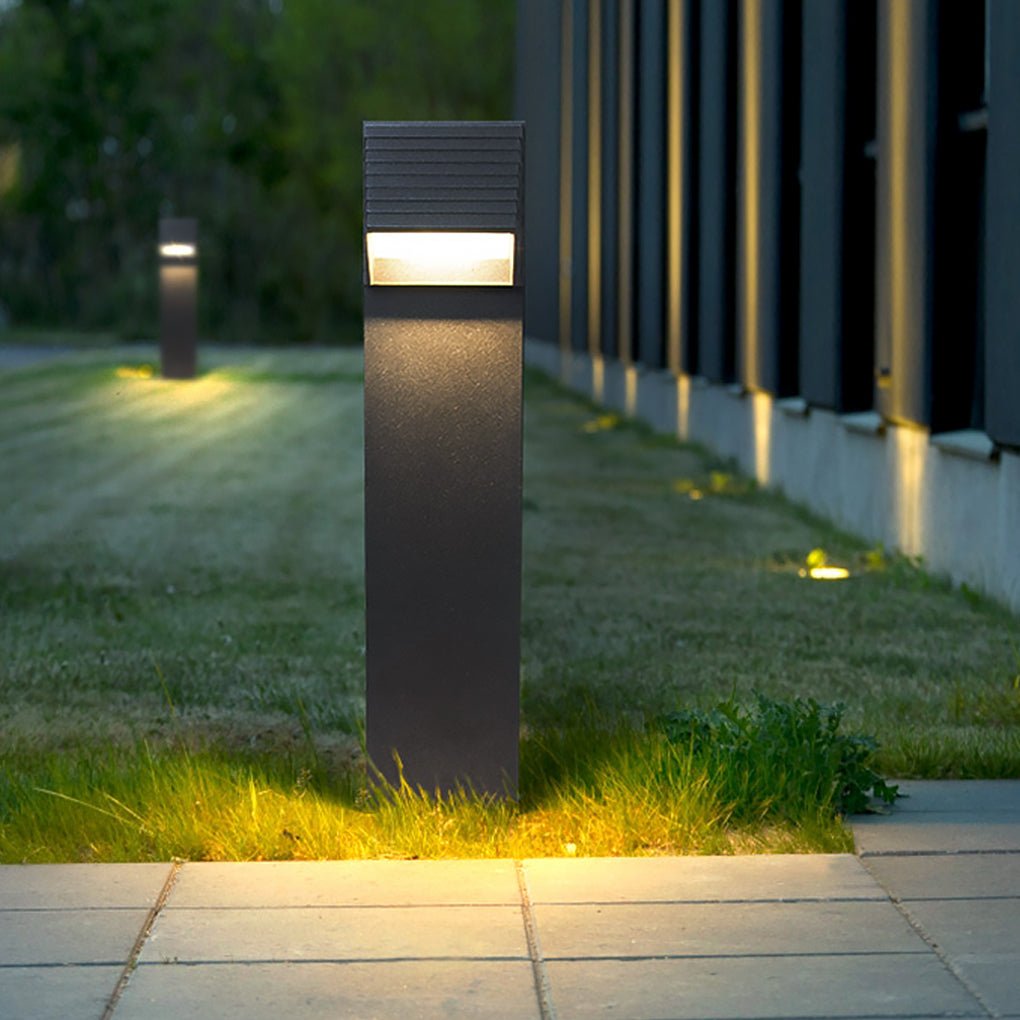 Minimalist Outdoor Bollard Light — Aluminum Alloy, Frosted Glass, LED 8W, 3000K, IP54, 31" Height