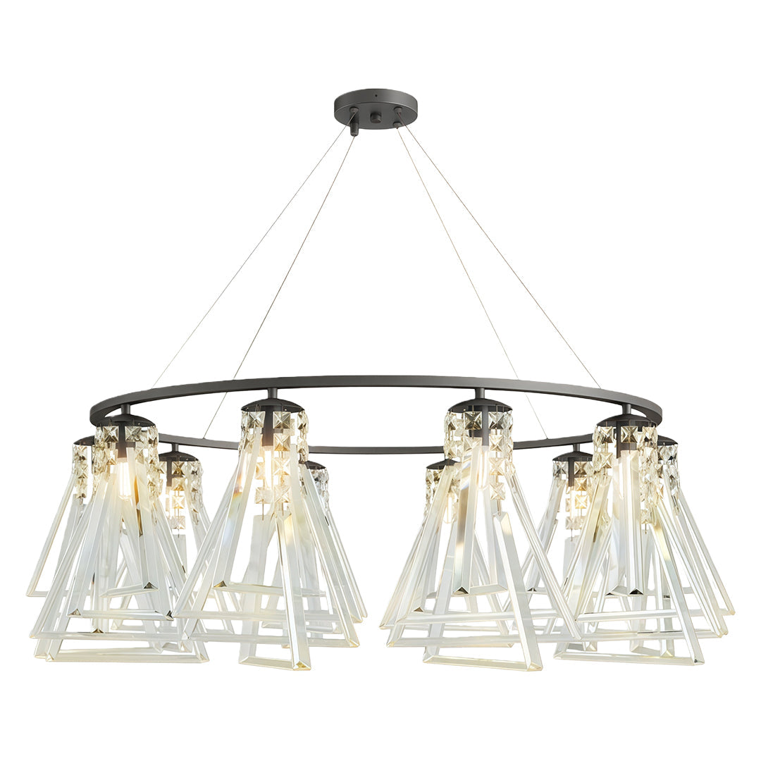 Minimalist Crystal Chandelier — Solid Copper, G9, 8- or 10-Light, Brass / Chrome / Black