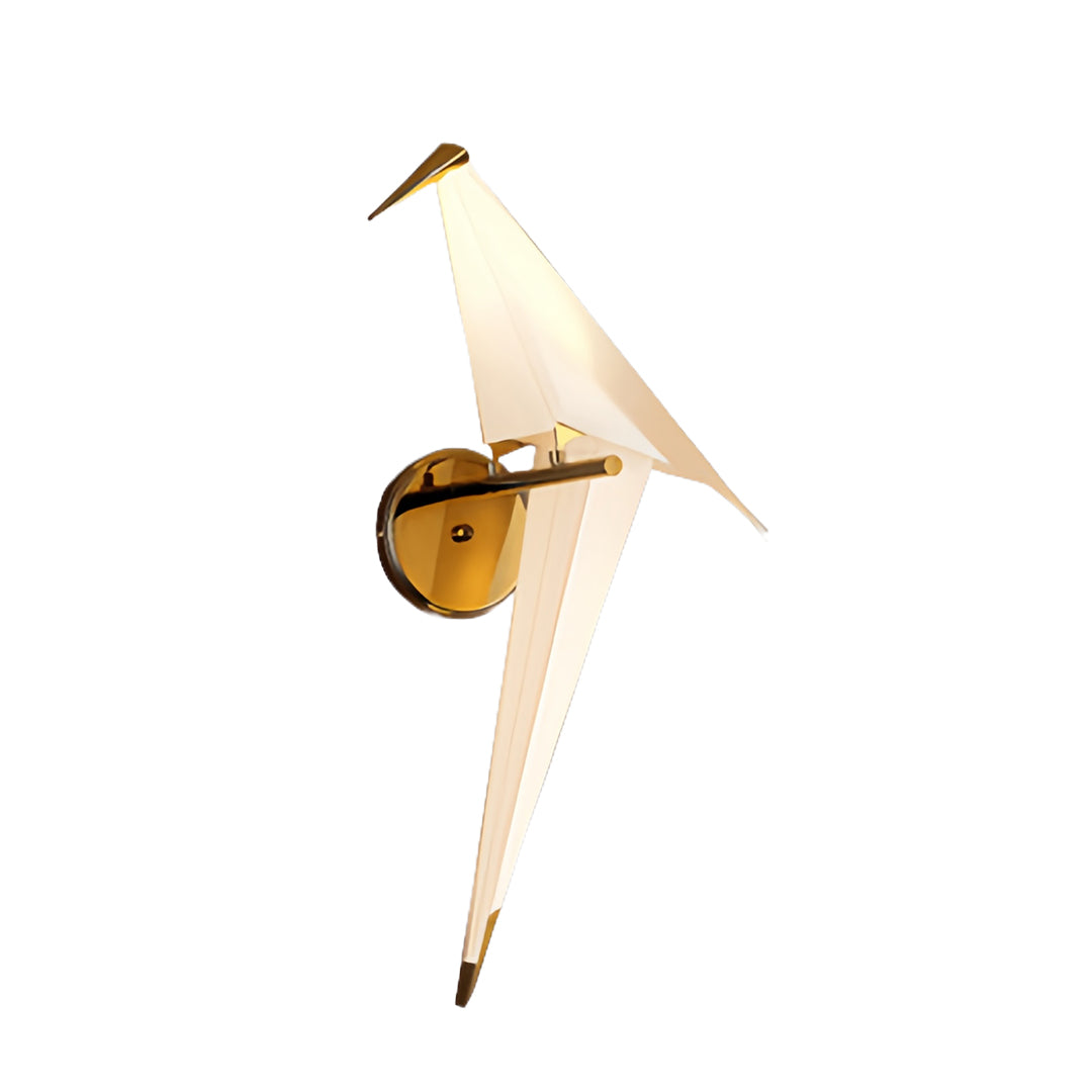 Origami Crane Wall Sconce — PP & Metal, Gold Accent, LED 6W, 3000K Warm White