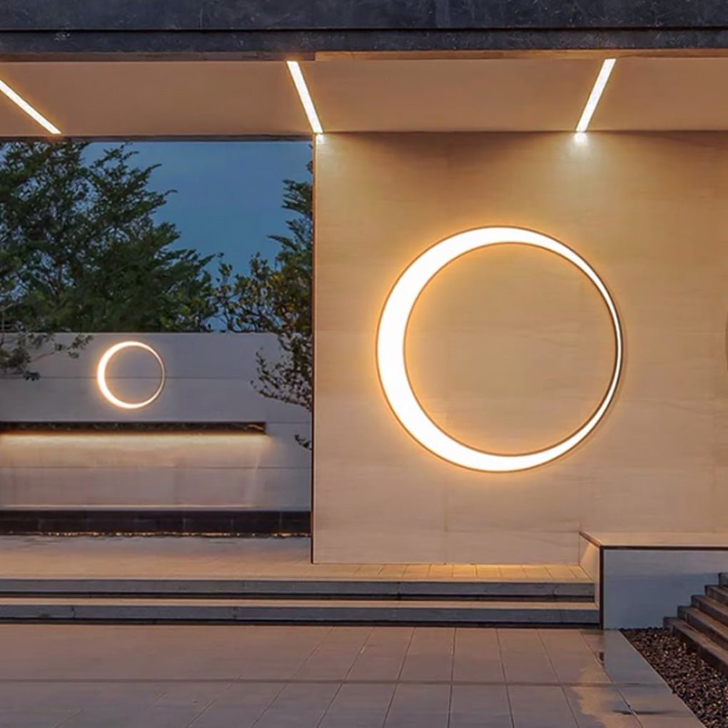 Circular Moon Outdoor Wall Sconce — Stainless Steel, LED, IP65 Weatherproof, 20W / 36W / 60W