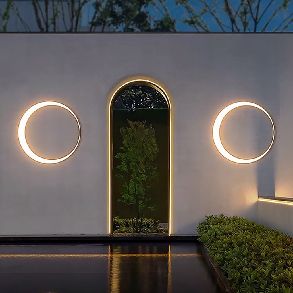 Circular Moon Outdoor Wall Sconce — Stainless Steel, LED, IP65 Weatherproof, 20W / 36W / 60W