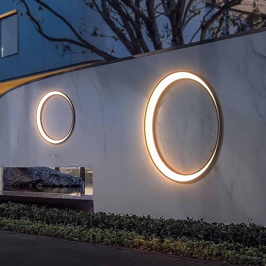 Circular Moon Outdoor Wall Sconce — Stainless Steel, LED, IP65 Weatherproof, 20W / 36W / 60W