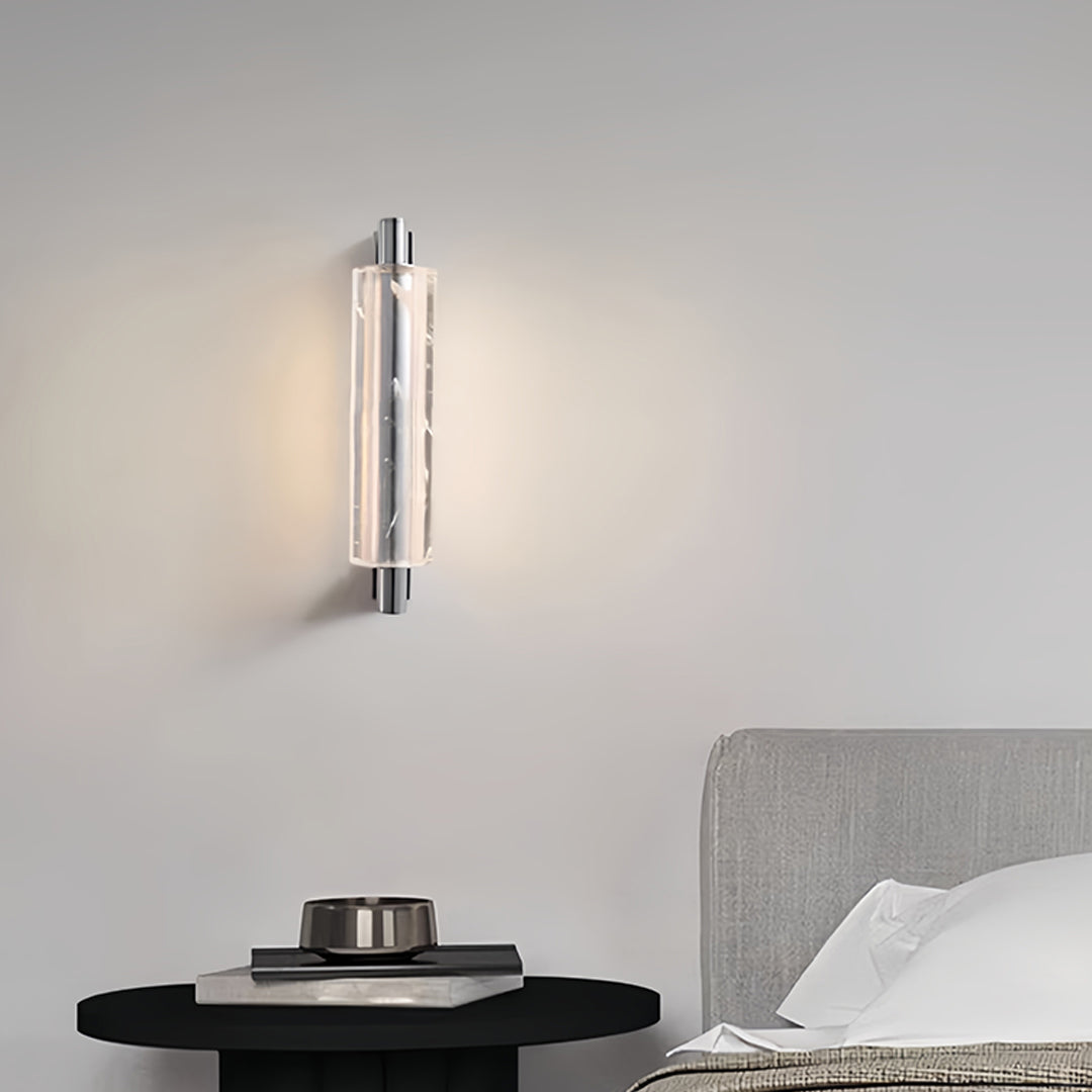 Minimalist Linear Wall Sconce — Chrome Metal with Crystal Accents, 7.3W LED, 3000K, IP20