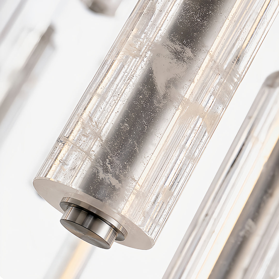 Minimalist Linear Crystal Pendant — Chrome Metal, 1-Light, 6.8W–10.2W Dual Mode, Adjustable Height